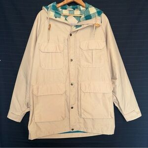 Vintage Mountain Trails Hiking Parka 90s Khaki Wool Blend Lined Jacket - Mens L